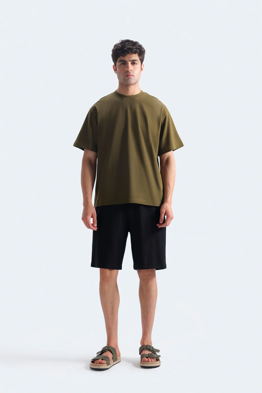 Men's Olive Green Crew Neck T-Shirt