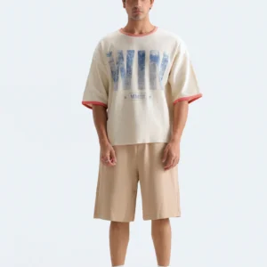 Men's Oversized Graphic Waffle Knit T-Shirt