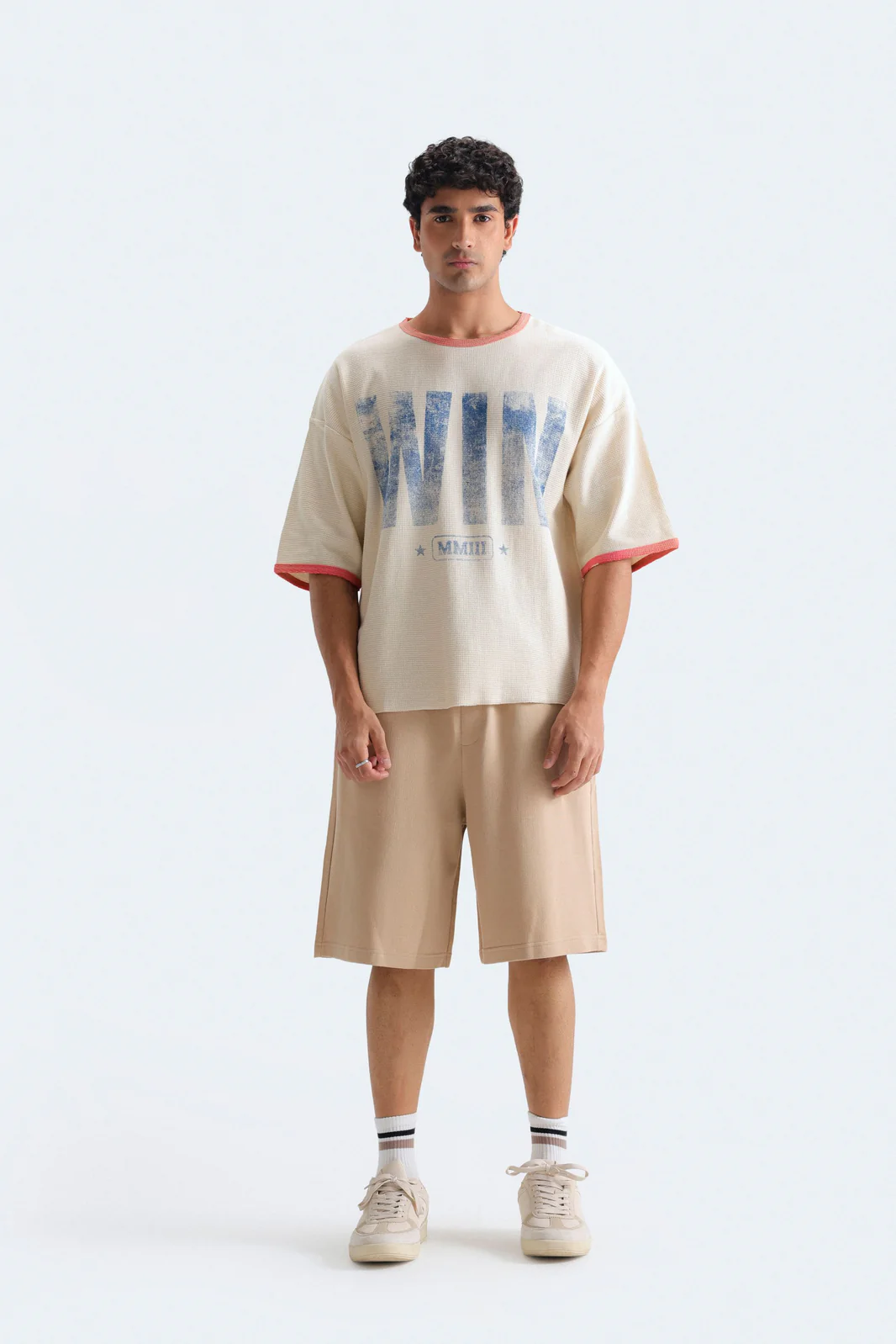 Men's Oversized Graphic Waffle Knit T-Shirt