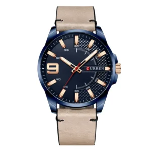 Curren Men's Blue Dial Leather Strap Watch